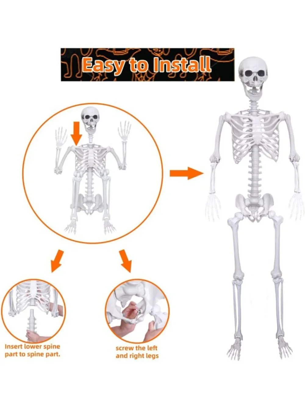 Life-Size 5.4Ft Halloween Skeletons - Realistic Posable Human Bones for Decor